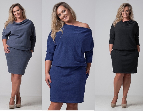 WYSZCZUPLAJĄCA CIEPŁA SUKIENKA Plus Size 44-54