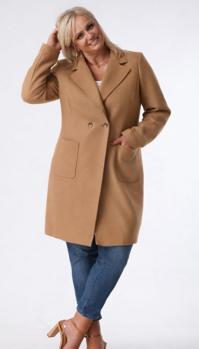 Klasyczny płaszcz flauszowy przejściowy, wiosenny Plus Size 44-54