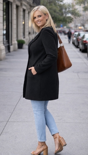 Klasyczny płaszcz flauszowy przejściowy, jesienny Plus Size 44-54