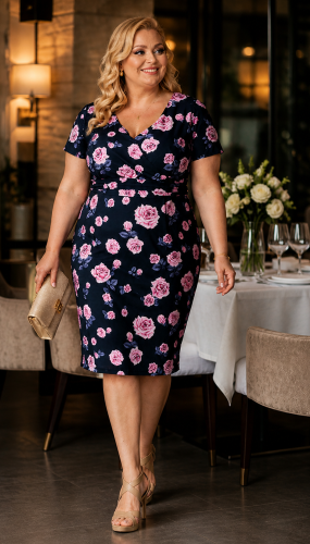 Selena  Letnia Sukienka Plus Size dekolt kopertowy 46-54