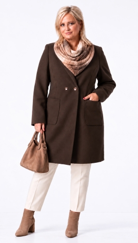 Klasyczny płaszcz flauszowy przejściowy Plus Size 44-54 